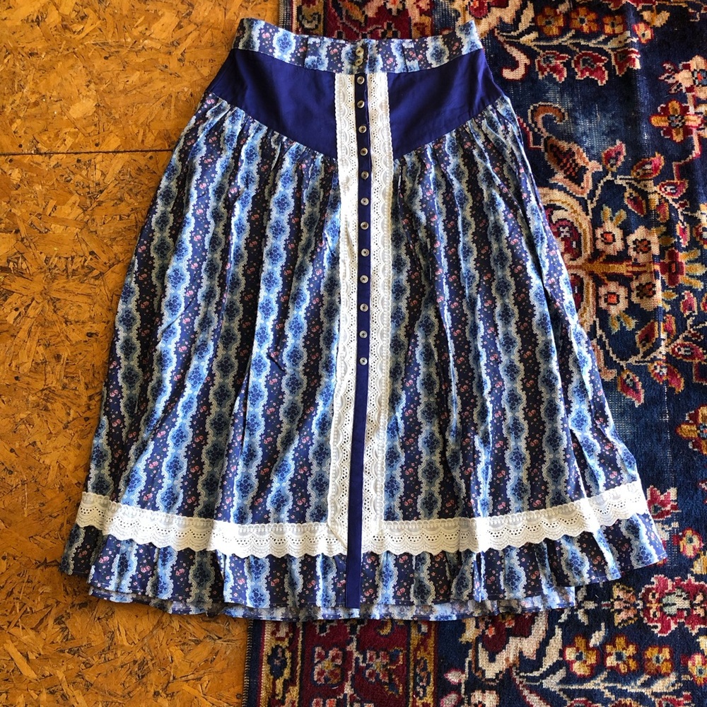Handmade Gunne Sax Style Maxi Skirt 100% Cotton